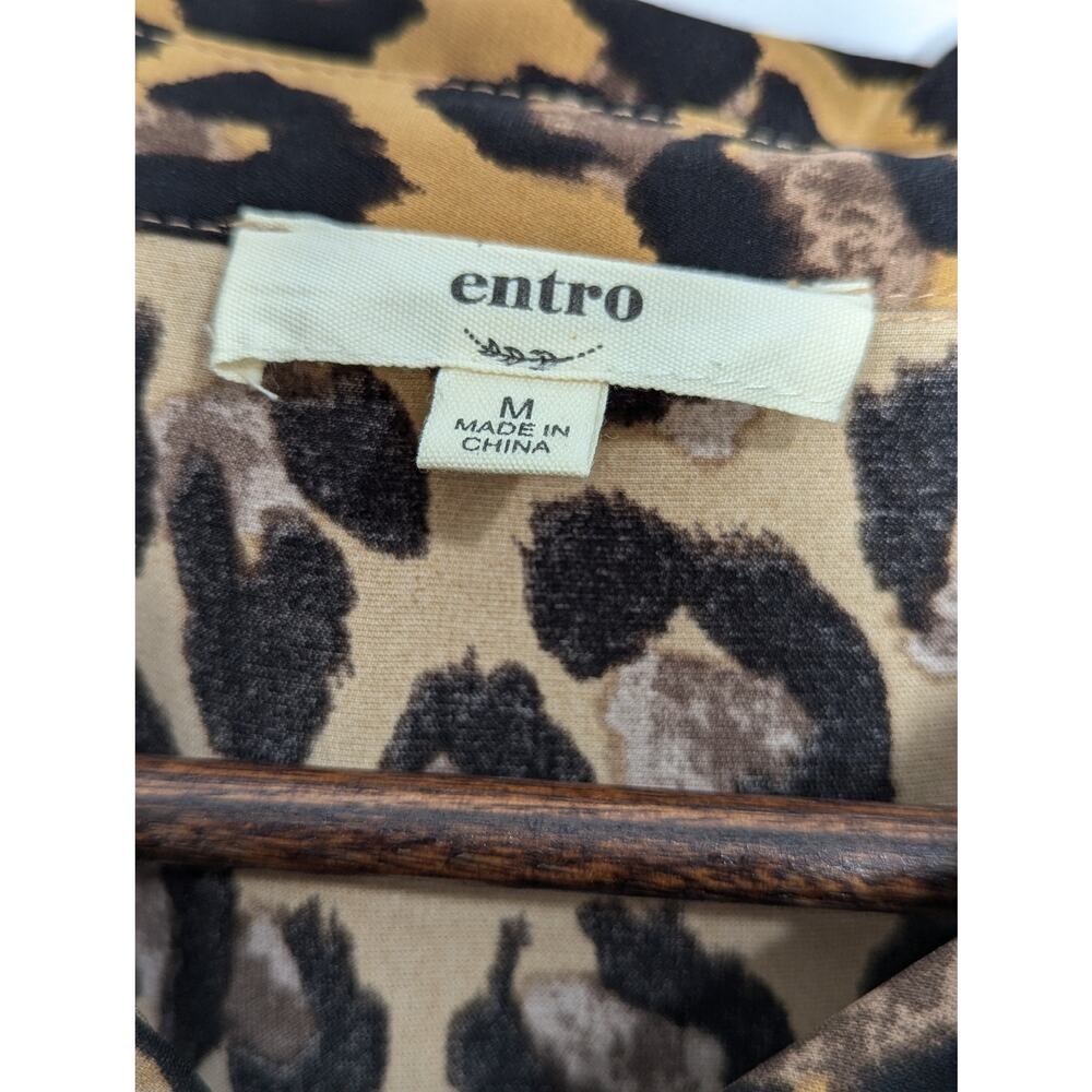 Women's Entro Cheetah Print Button Down Blouse Oversized Size M - Picture 3 of 6